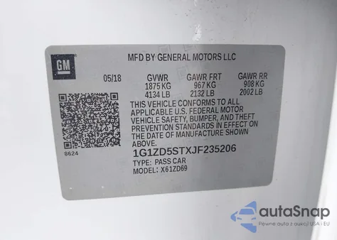 2018 Chevrolet Malibu Lt z USA, uszkodzony, nr VIN 1G1ZD5STXJF235206